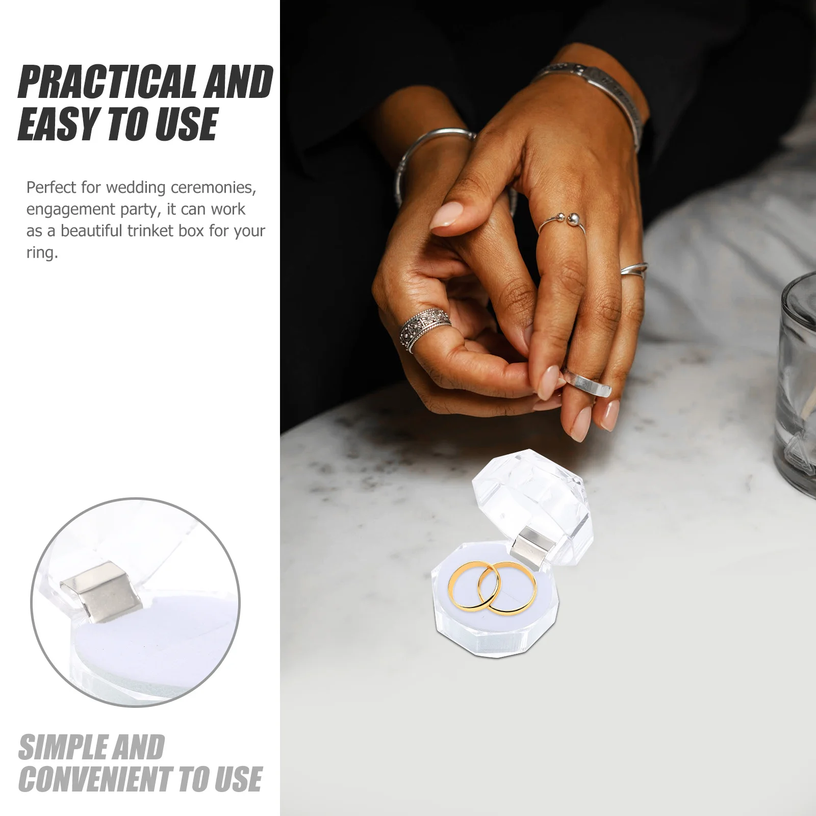 

20pcs Box Transparent For Engagement Proposal Wedding Party Ring Holder Jewelry Gift Box Ring Storage Case Bridal Shower