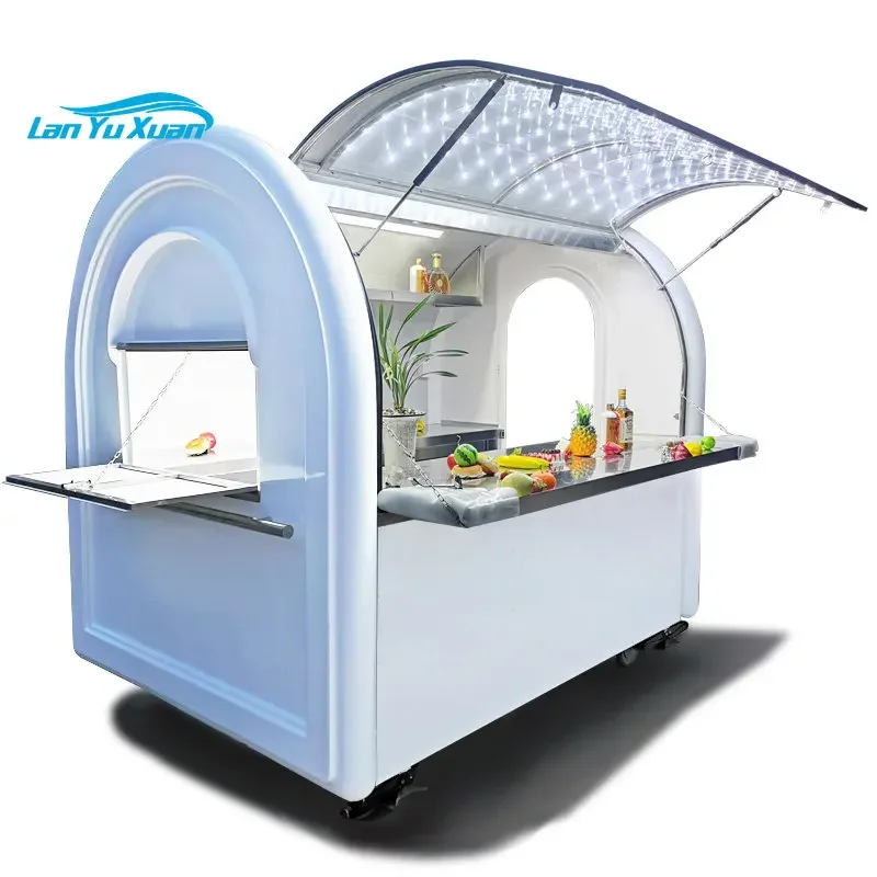 China Mobile Street Fast Food Trailer for Sale Fryer Chip High Quality Hand Push Food Cart