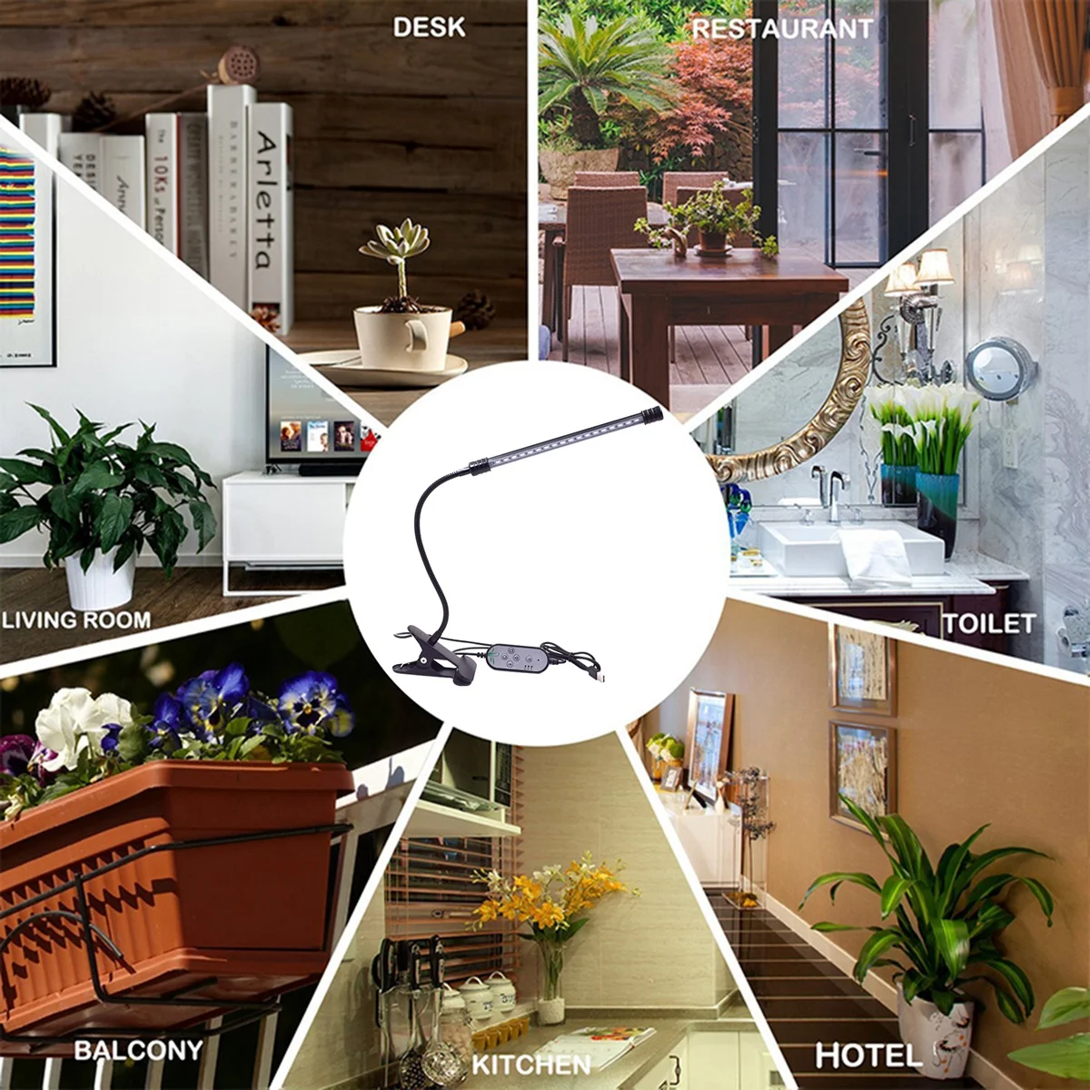 

9W 5V Grow Lamp Single Head LED Plant Light Timing Dimmable Adjustable Gooseneck for Indoor Garden Hydroponic