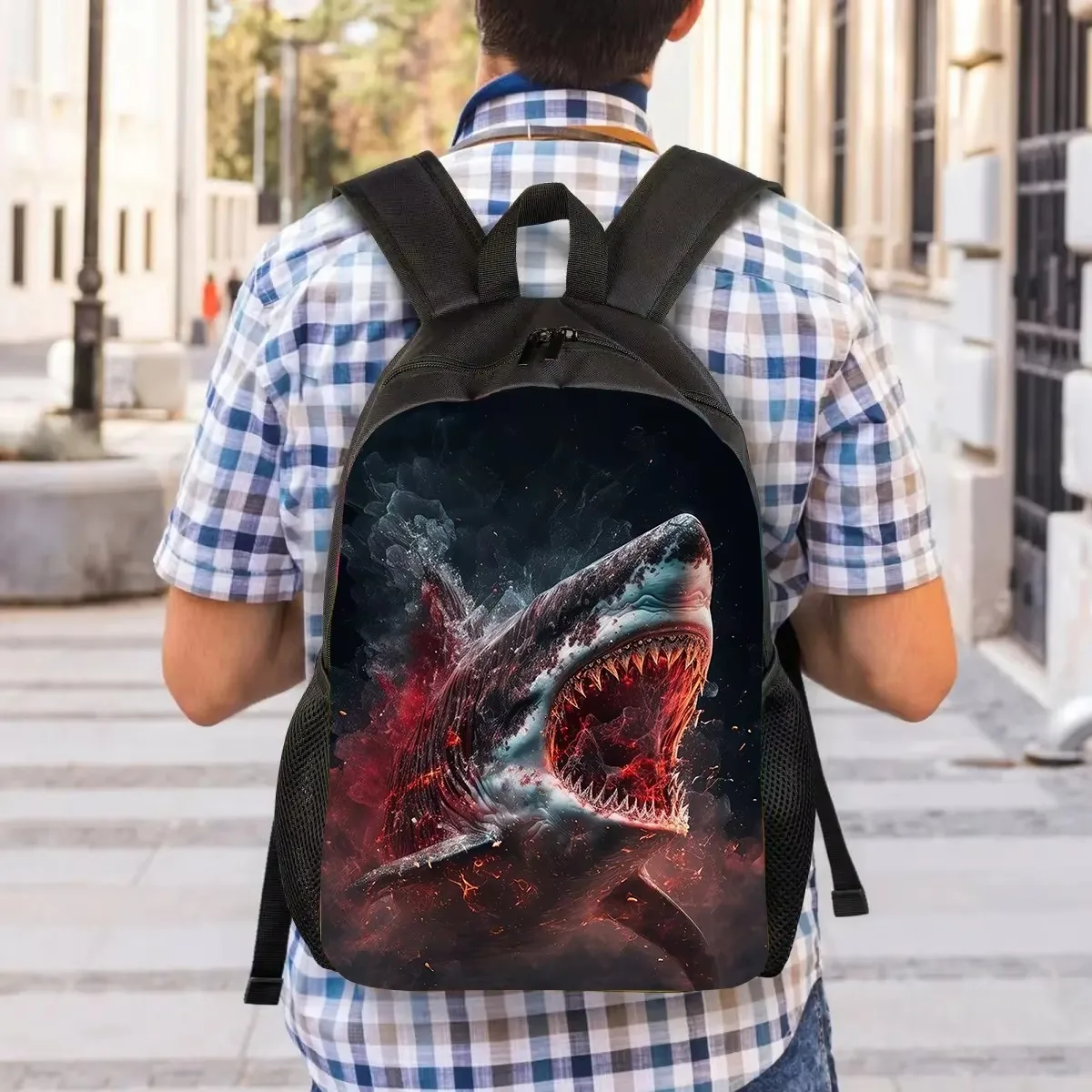 Mochila escolar con estampado de tiburones en 3D para niños, mochilas escolares con estampado de animales de dibujos animados para niños y niñas, Mochila ligera para niños