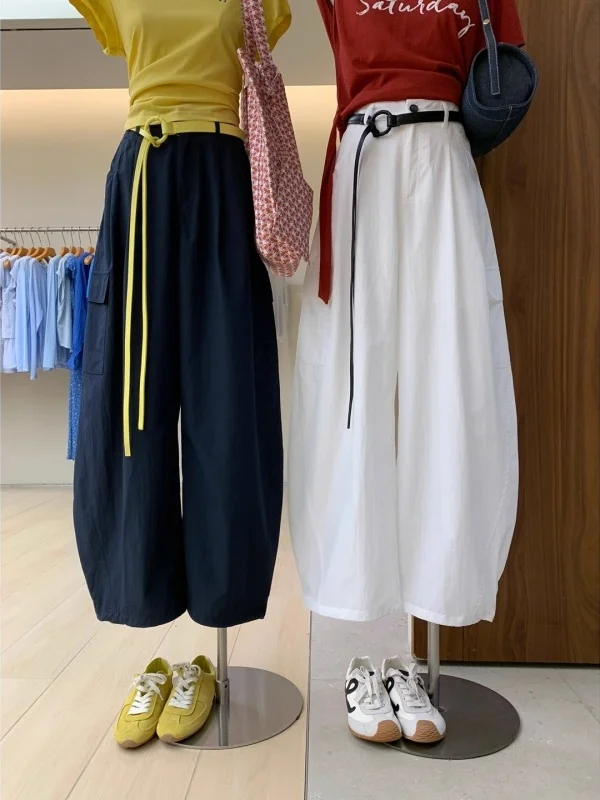 

Свободные широкие брюки Airy для женщин, с высокой талией, в корейском стиле, для повседневной носки, модные, летние, осенняя коллекция 2025 года