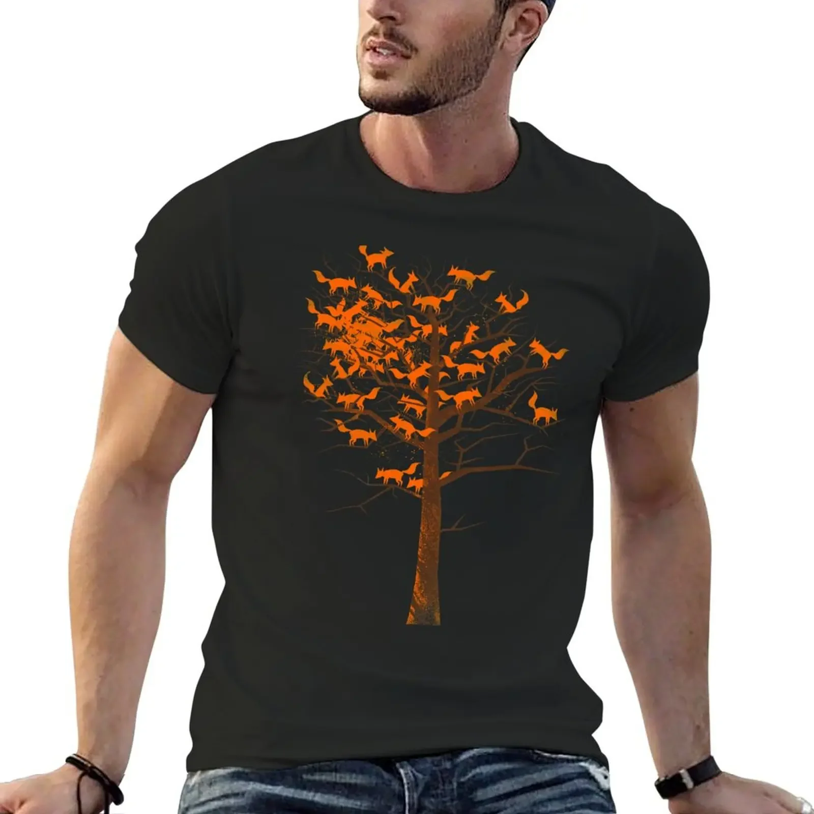 

Blazing Fox Tree T-Shirt luxury designer plus size clothes cotton man t-shirts baggy shirts mens designer clothes