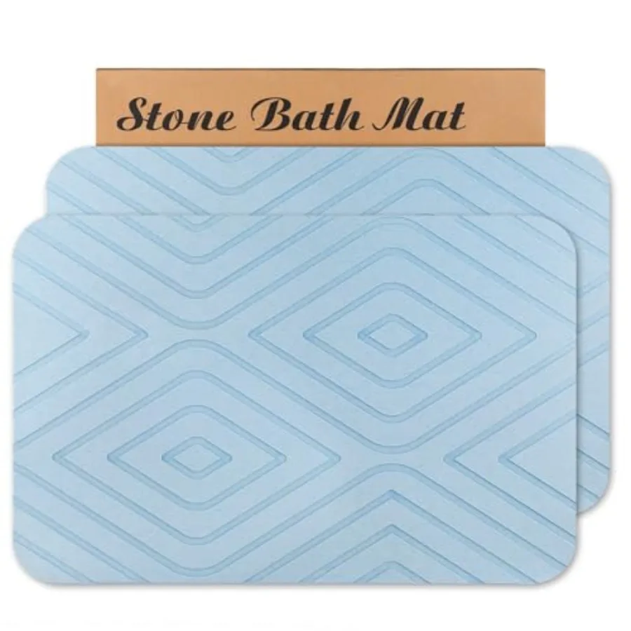

2 Pack Stone Bath Mat Diatomaceous Earth Shower Mat Non-Slip Super Absorbent Quick Drying Bathroom Kitchen Floor Mat 24x15