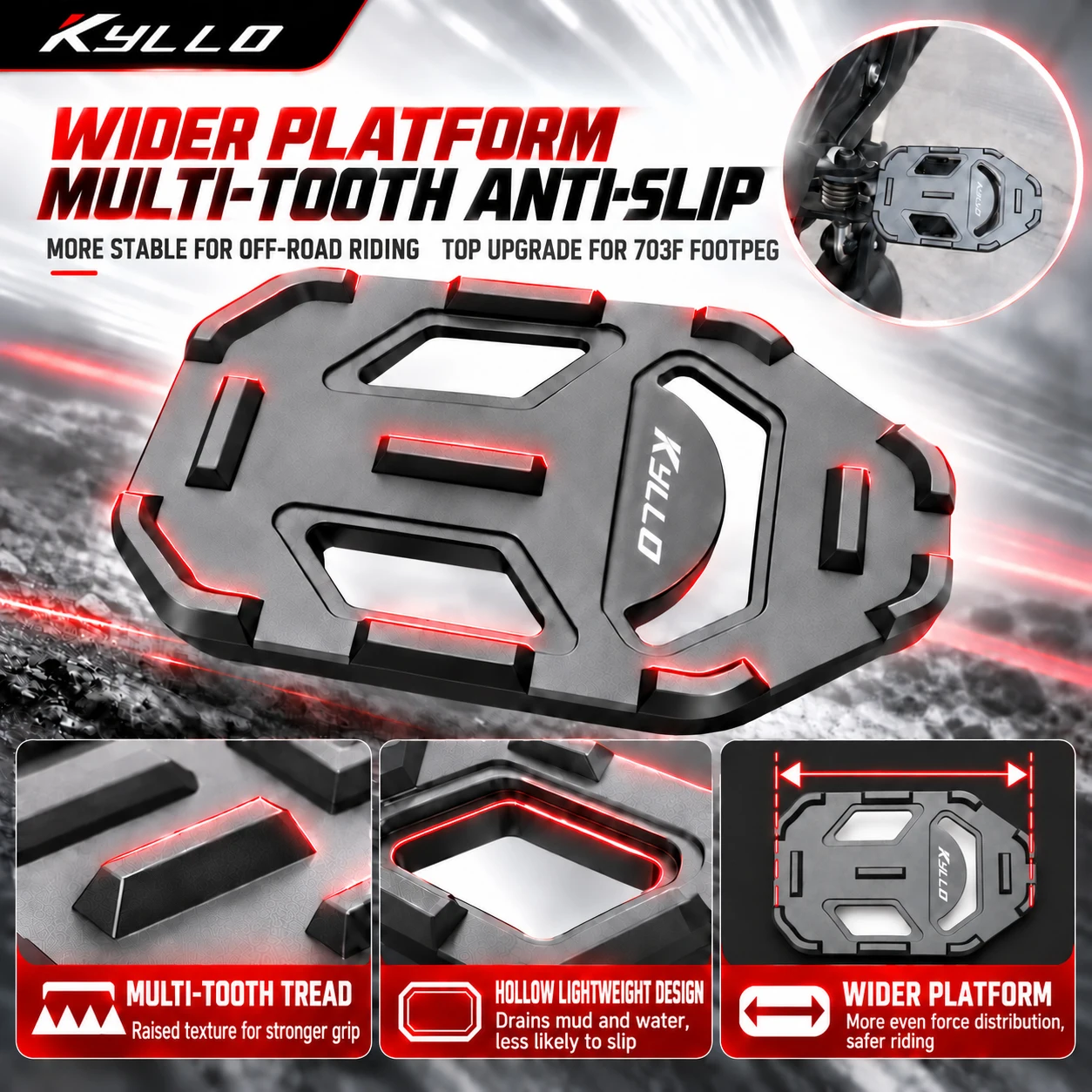 For Zontes 703F Oversized Wide Anti-Slip Off-Road Competition Footpegs Rider Foot Pegs Motorcycle Modification Accessories Parts