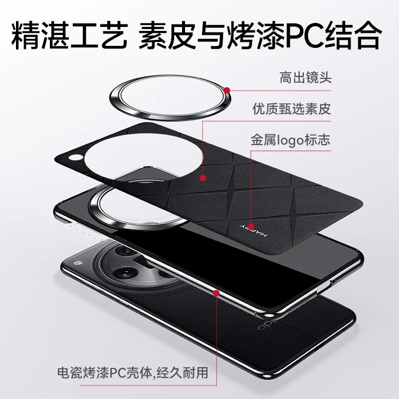 Case For Oppo Find X7 Ultra Case Luxury Leather Cover For Find X 7 X7Ultra X6 Pro 5G Stylish Electroplate Camera Protect Shell