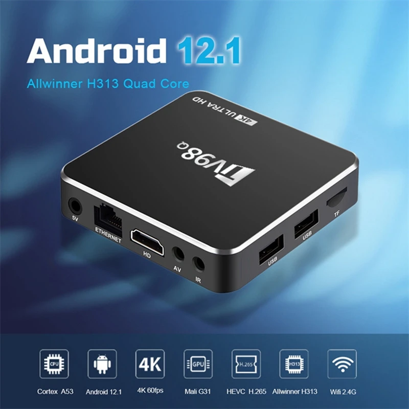 2GB+16GB 4K H.265 H313 Android 12.1 TV Box 2.4G Wifi Set-Top Box TV98 Media Player Easy To Use US Plug