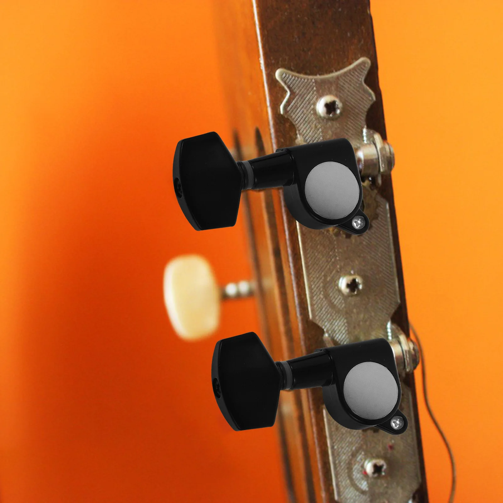 

6Pcs Guitar Tuning Keys Locking Tuners Full Closed Large Handle Easy Adjustment Acoustic Guitar Tuning Machines Black