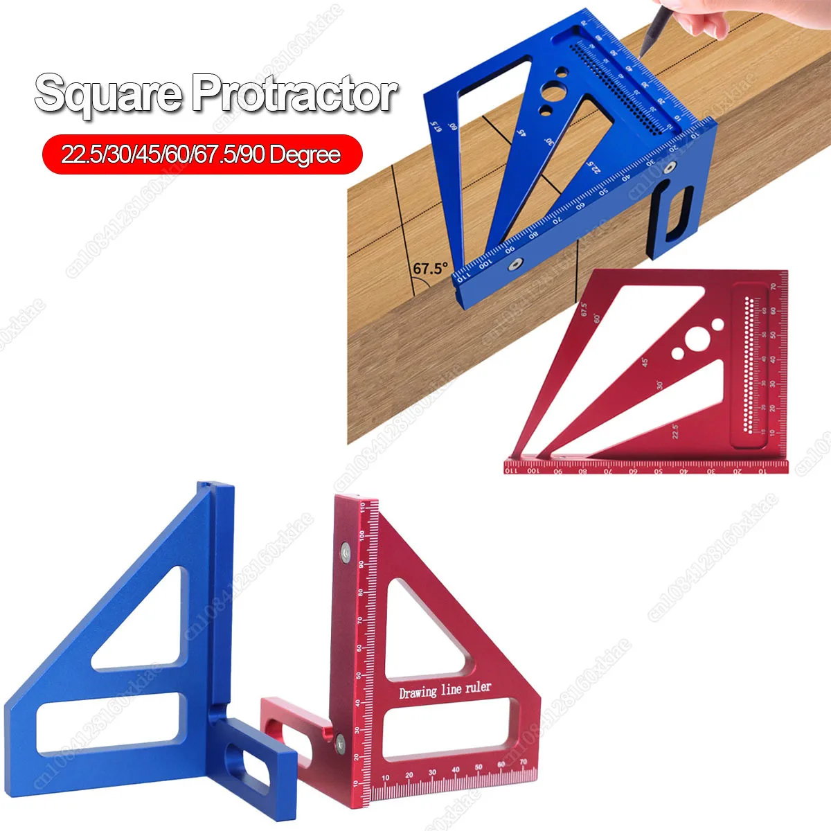 

Multi-Angle 3D Measuring Ruler - Upgraded Precision Square - 22.5/30/45/60/67.5/90 Degree Aluminum Alloy Square Ruler Protractor