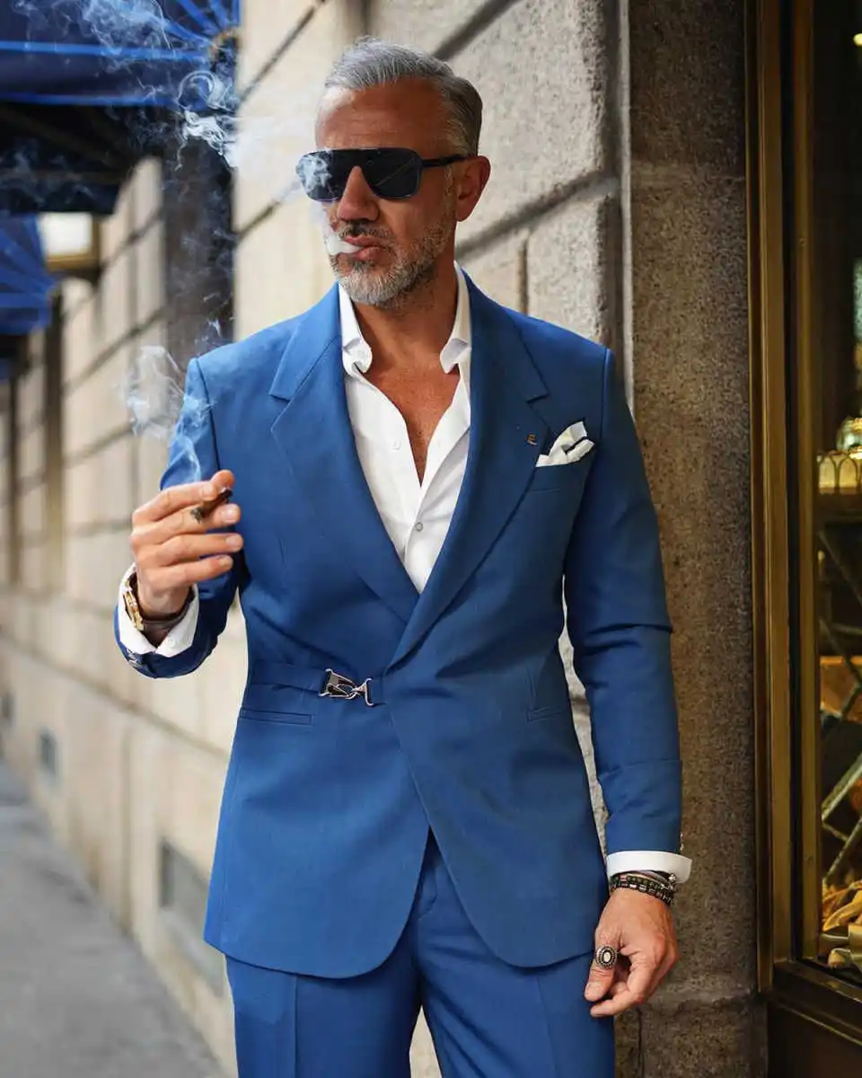 Abiti da uomo formali 2 pezzi con un bottone risvolto tinta unita blazer pantaloni occasioni giacca personalizzata taglie forti matrimonio casual sposo