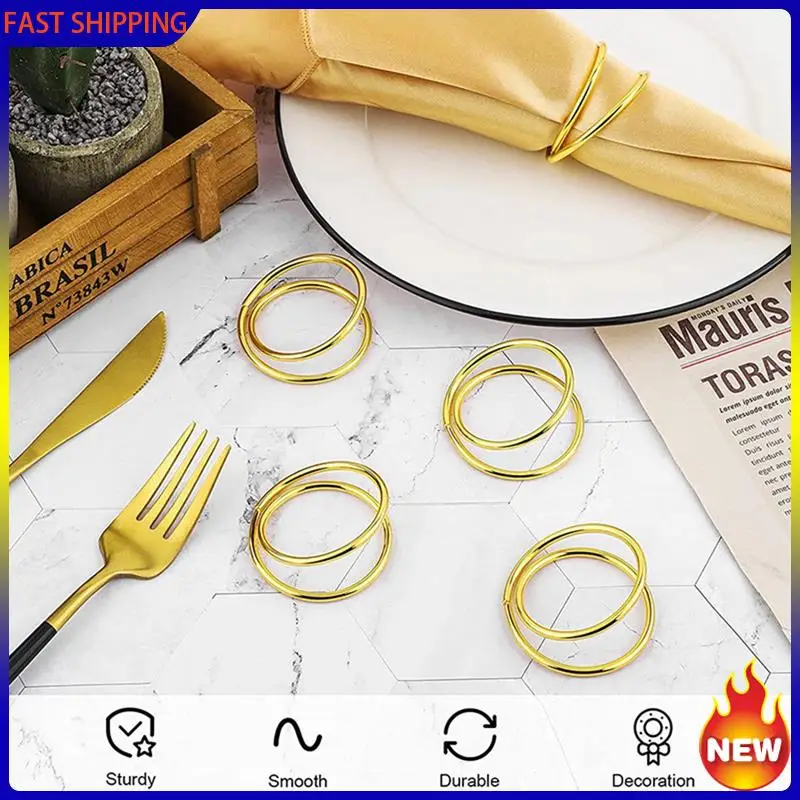 Hot Trend-72Pcs Metal Spiral Napkin Ring Buckles Simple Napkin Rings For Weddings Reception Dinner Party Buffet Table Decor Gold