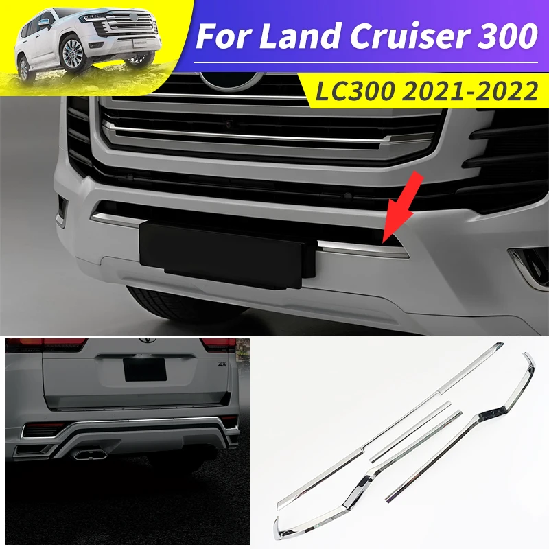 

Для 2021 2022 Toyota Land Cruiser 300 аксессуары для украшения внешнего автомобиля LC300 FJ300 Передний Задний бампер хромированная полоса тюнинг