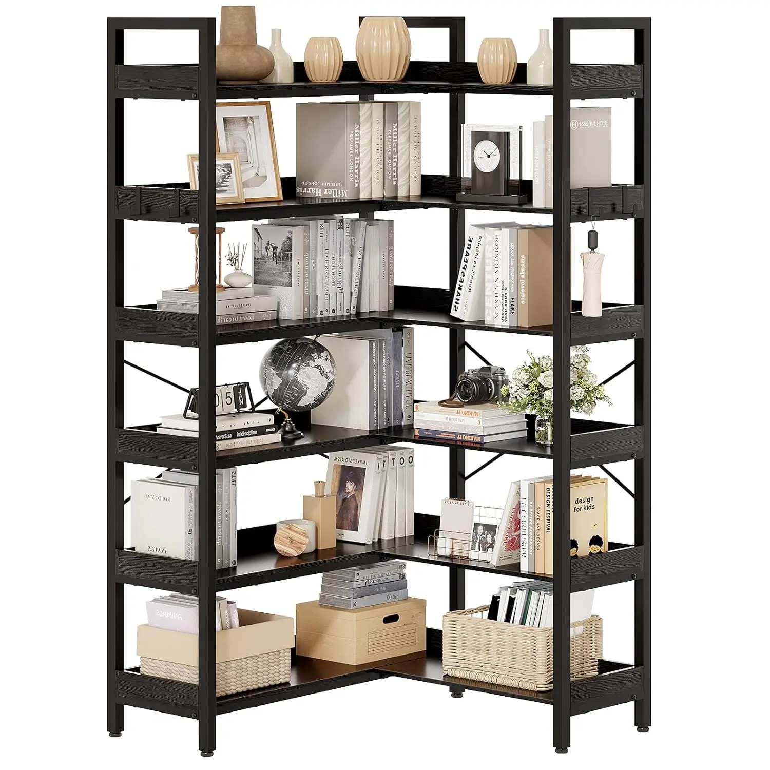 L-Shaped Corner Shelf 6-Tier Industrial Open Storage 69