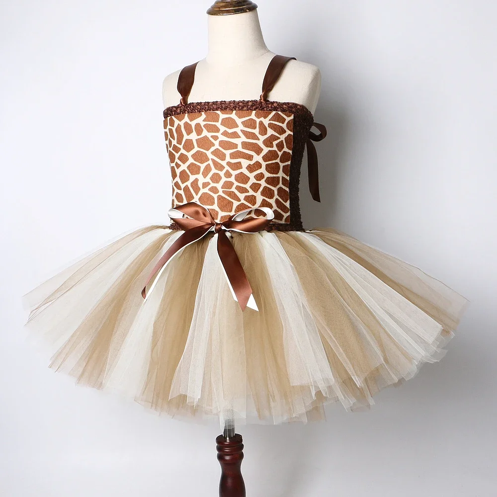 Bonito vestido de jirafa para niña pequeña, conjunto de disfraces de actuación de animales de dibujos animados para niños, Disfraces de Halloween, vestidos de tutú de Navidad para niñas
