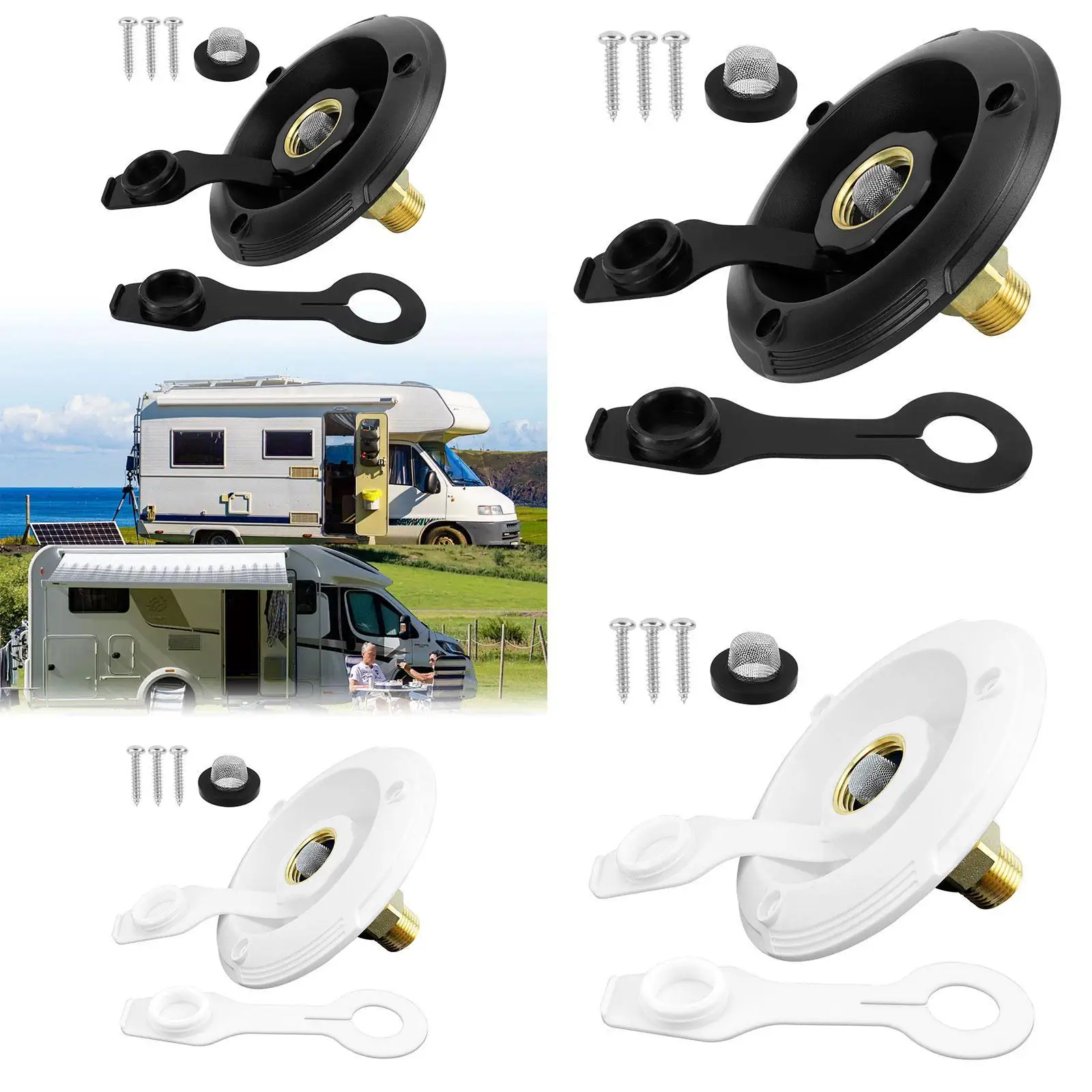 RV City Water Inlet with Check Valve Brass Flush RV Water Backflow Preventer