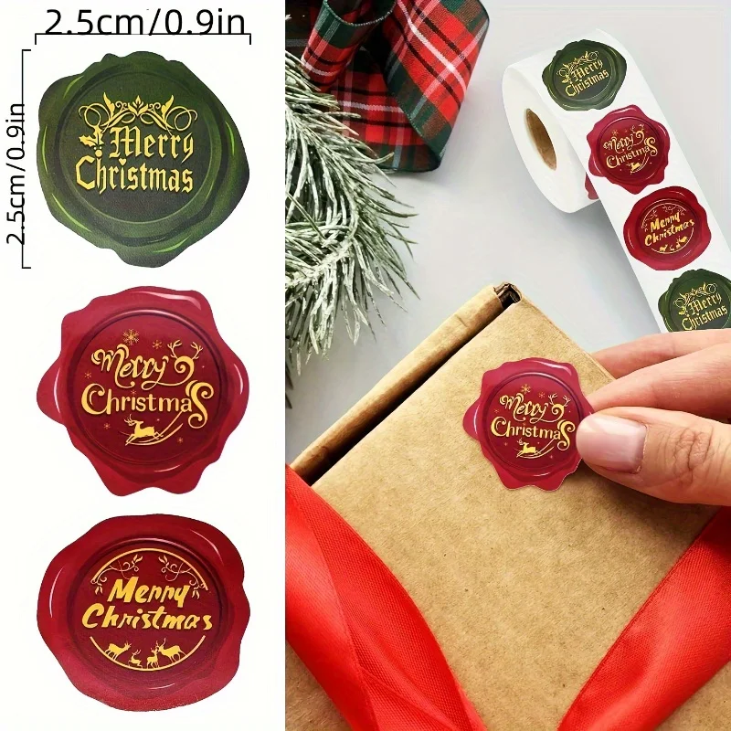 

1 Roll of 500pcs 1.5 Inch Christmas Stickers for Holiday Greeting, Sealing, Gifting, Gift Decorations, Christmas Decorations