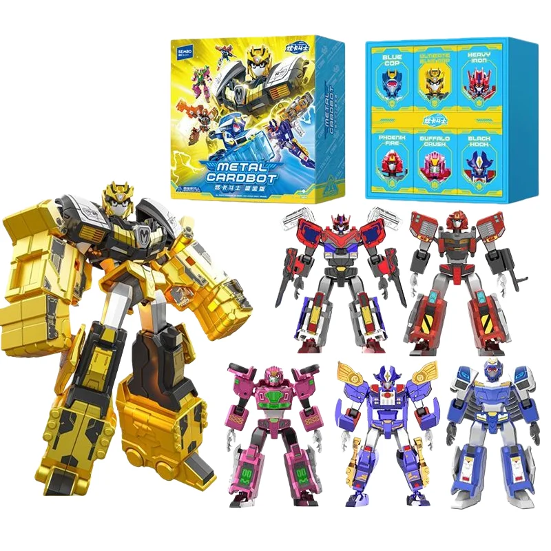 

NEW SEMBO Building Block METAL CARDBOT Anime Black Gold Version Ultimate Blue Cop Assembling Movable Model Toys Children's Gift