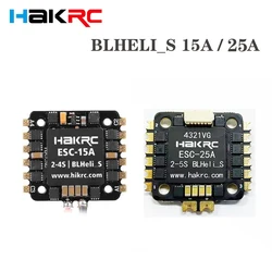 HAKRC BLHELI_S mini 15A/25A 4in1 Brushless ESC SILABS EFM8BB21F16G 2-4S support Dshot600 Oneshot 20x20mm for RC FPV Racing Drone