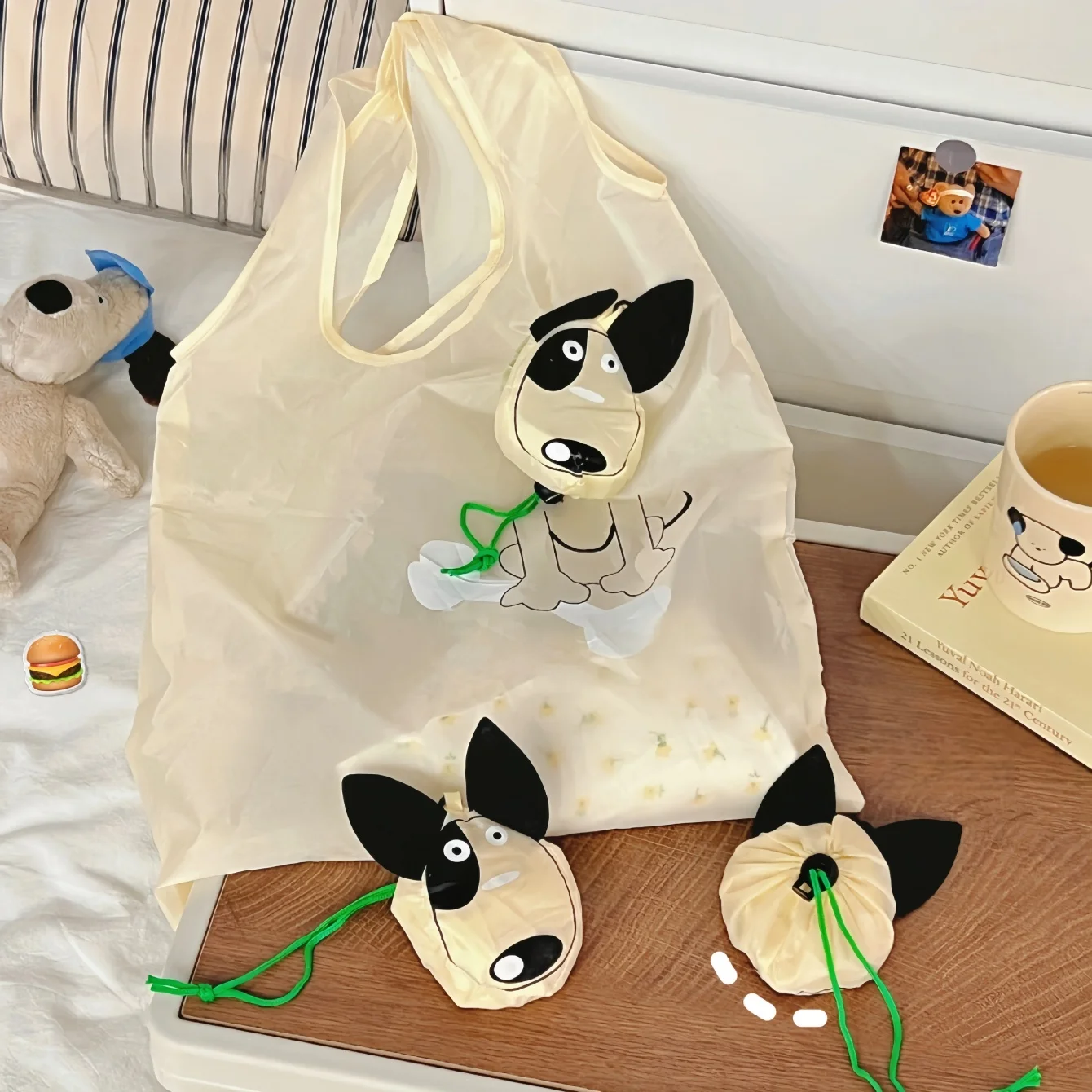 Stofftaschen für Hunde – wiederverwendbare Einkaufstasche mit Griffen, faltbar, waschbar – extra große, robuste Tragetasche für Lebensmittel