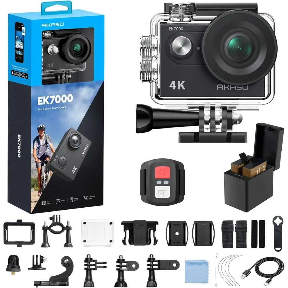 

4K 30fps Action Camera - 131ft Waterproof with Remote, 4X Zoom, 20MP Ultra HD Underwater Camera Kit