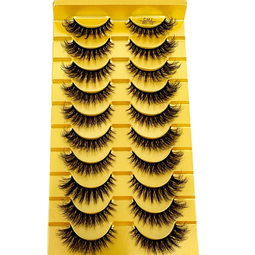 NEW 10pairs Cat eye Eyelashes 3D Natural False Lashes Fluffy Soft Cross Manga Lashes Wispy Natural Eyelash Extension Makeup