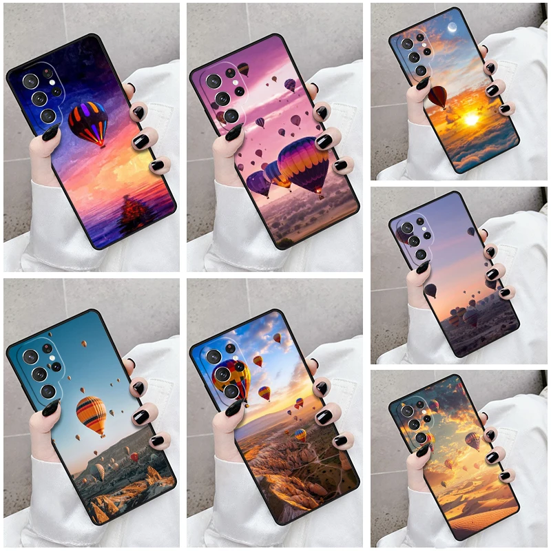 

Phone Case For Samsung Galaxy S24 S23 S21fe S22 Ultra Plus Note 10 20 S8 S9 S10 Cover Original Balloon Sunset Cute