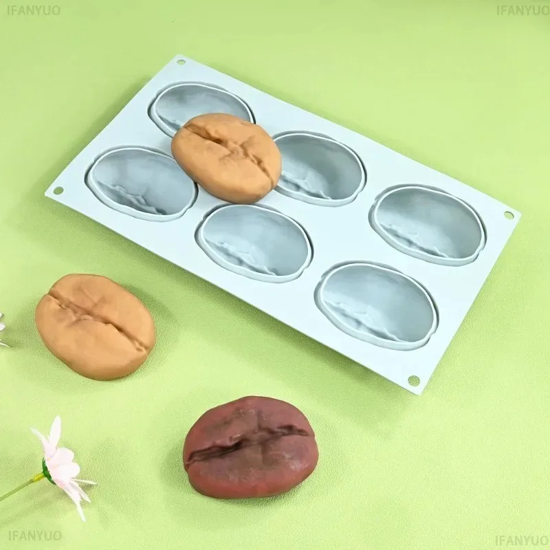 1PC Nonstick 6Cell Almond Silicone Mousse Cake Mold for Handmade Chocolate Baking Kitchen Party Use