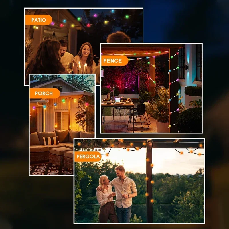 5/10M RGB IC Christmas Tree Fairy String Light LED Ball Lamp Bluetooth Multi-Color Waterproof Outdoor Wedding Party Decor Lamp