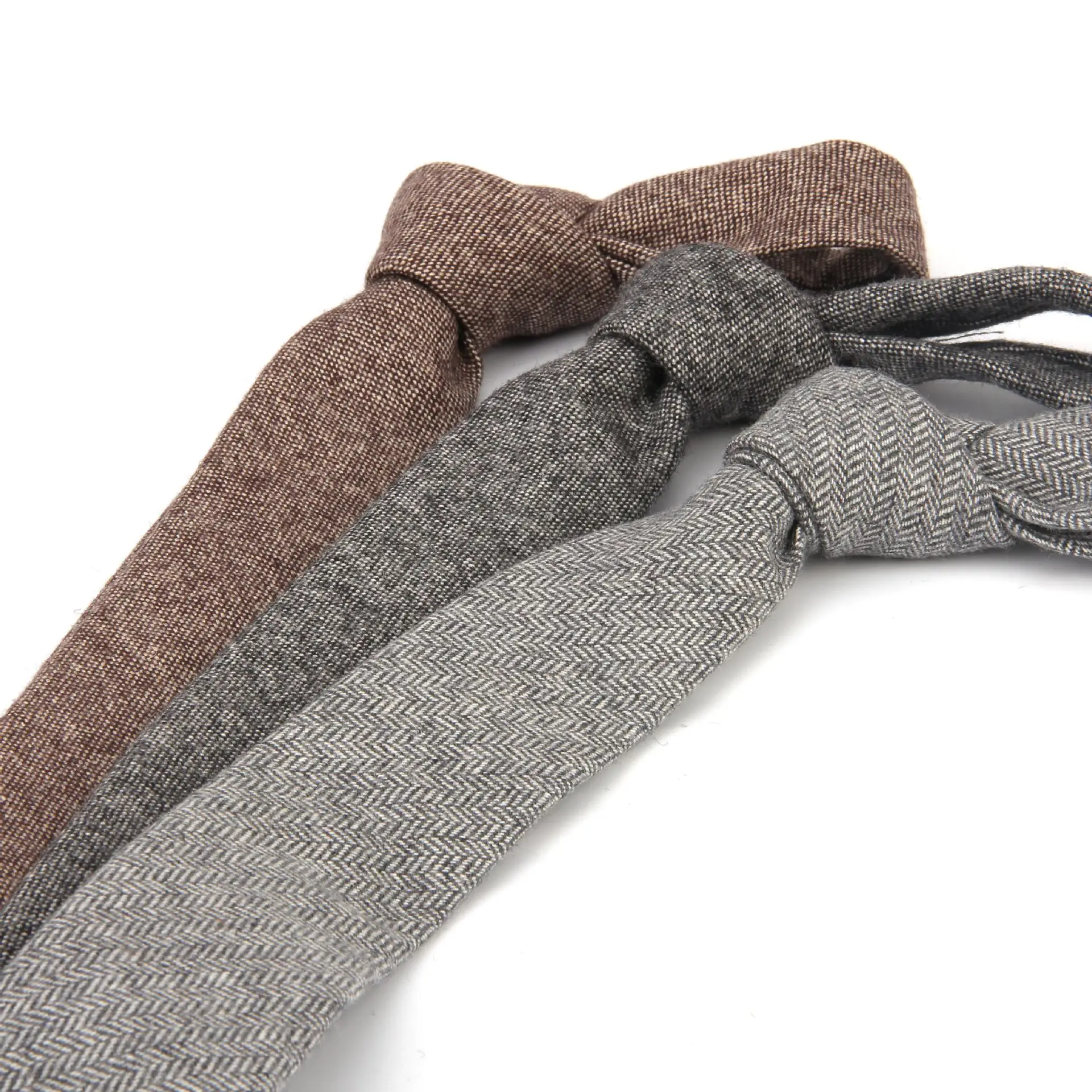 New Solid Wool Ties For Men High Quality Brand Narrow Slim Suits Neckties Blue 6cm Mens Vintage Neck Tie for Wedding Cravats