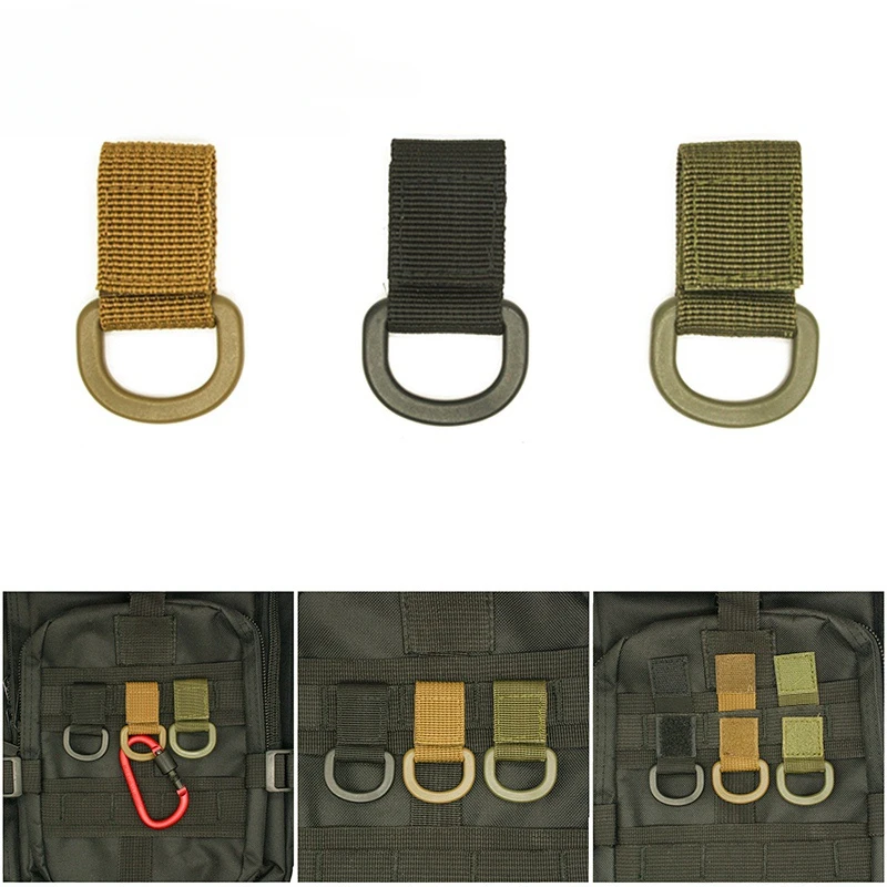 5Pc wielofunkcyjny nylonowy Molle pas parciany karabinek typu D-Ring magiczna taśma brelok uchwyt plecak hak molle klamra