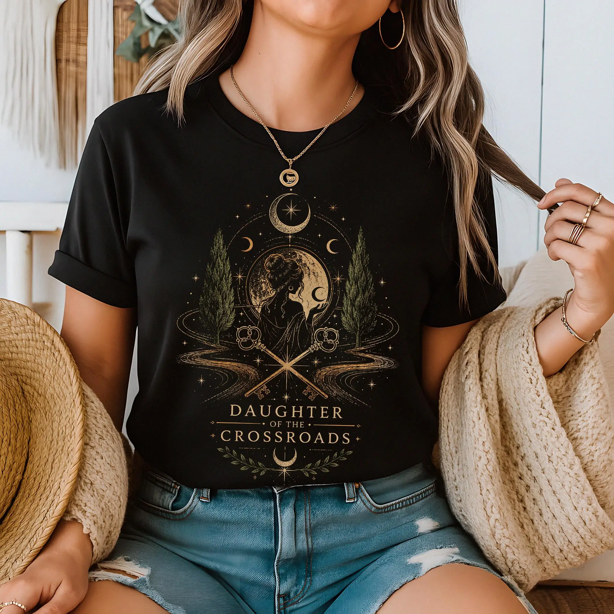 Daughter of The Crossroads Shirt: Hecate Goddess Tee Witchy Gift | Pagan Spiritual Tee | Mystic Feminine Fashion