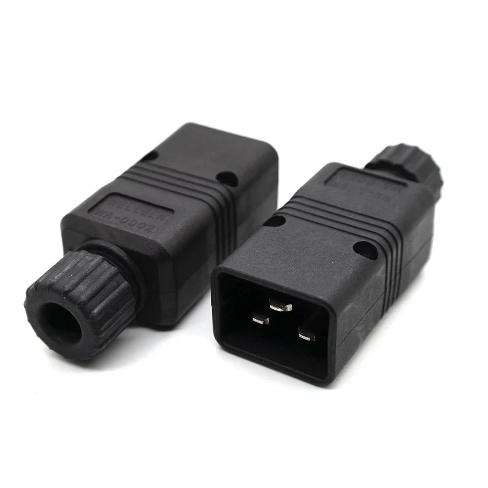 Conector recargable de potencia 4000W CE ROHS 16A IEC320 C19 C20 UPS PDU montaje de cable receptáculo macho hembra convertir enchufe