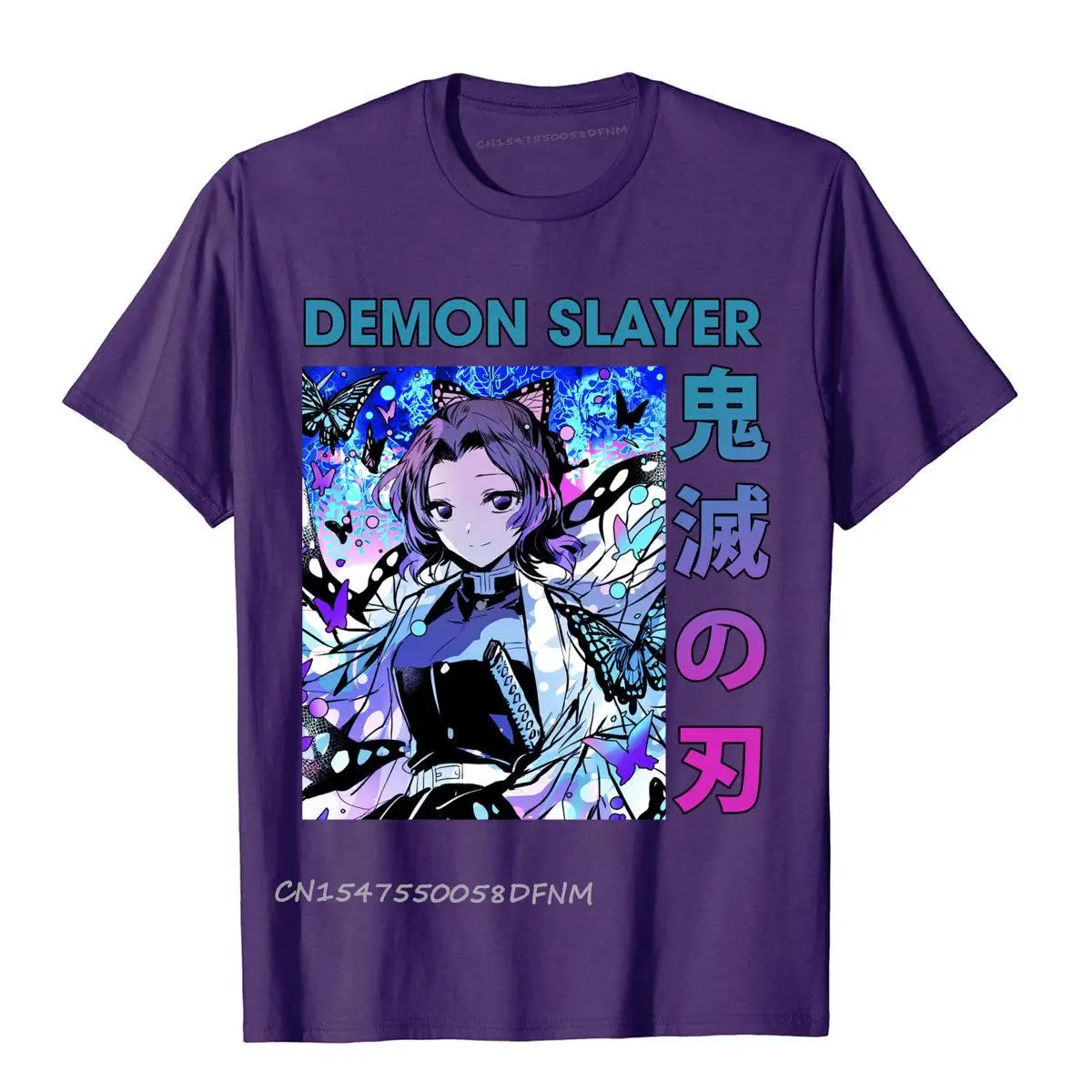 Brand Men's Top T-Shirts Premium Cotton Shinobu Demon Slayer Anime T Tops Shirt Printed On Camisas Hombre