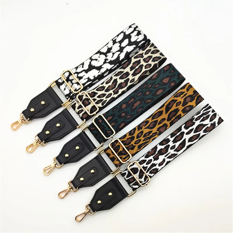 

Wide Leopard Bag Straps with Leather Women Messenger Bags Shoulder Belt Adjustable Female Crossbody Strap Bag Part Accessories