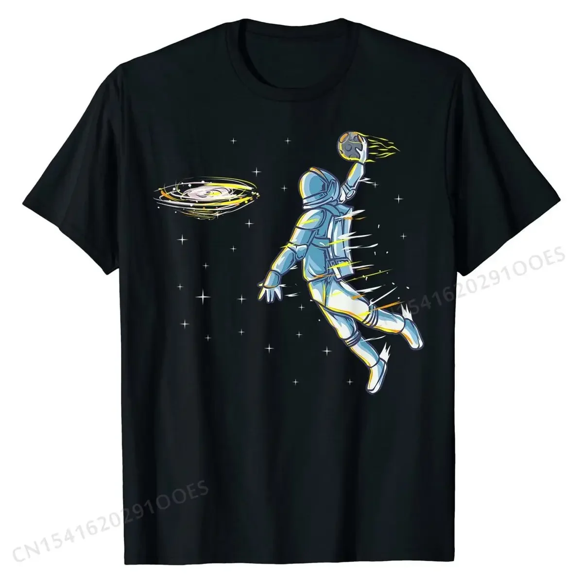 

Astronaut Slam Dunk Galaxy Basketball Graphic Tee Men Cotton Crewneck Casual Summer T-Shirt