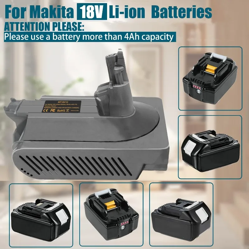 MT18V10 Battery Adapter for Dyson V10 for Makita 18V Lithium Battery Converting To for Dyson V10 Animal Cyclonic Vacuum Cleaner