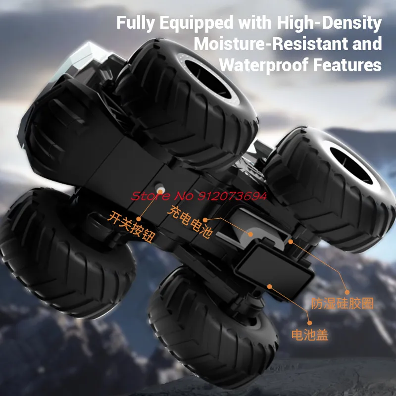 

360° Rotation 4WD Amphibious Off Road RC Truck Car Boy Toy 2.4G Big Wheel LED Lighting Waterproof Electric Remote Control Truck