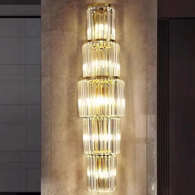 FSS Modern Corridor Crystal Wall Lamp Bedroom Staircase Indoor Lighting Villa Duplex Living Room Background Decor Home