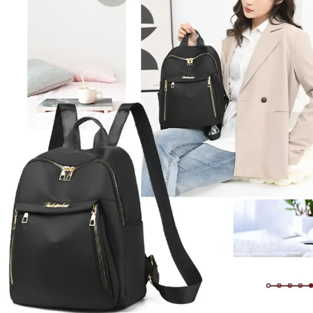 Zaini da donna di grande capacità alla moda Borsa da viaggio nera semplice Zaino per studenti Harajuku solido Zaino Oxford Borse unisex