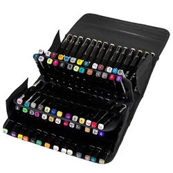 Portátil Marcador Pen Storage Case Bag, Copic Holder Pouch, Lápis Esboço, Fit Canetas de Diâmetro, 15mm a 22mm, 80 Slots