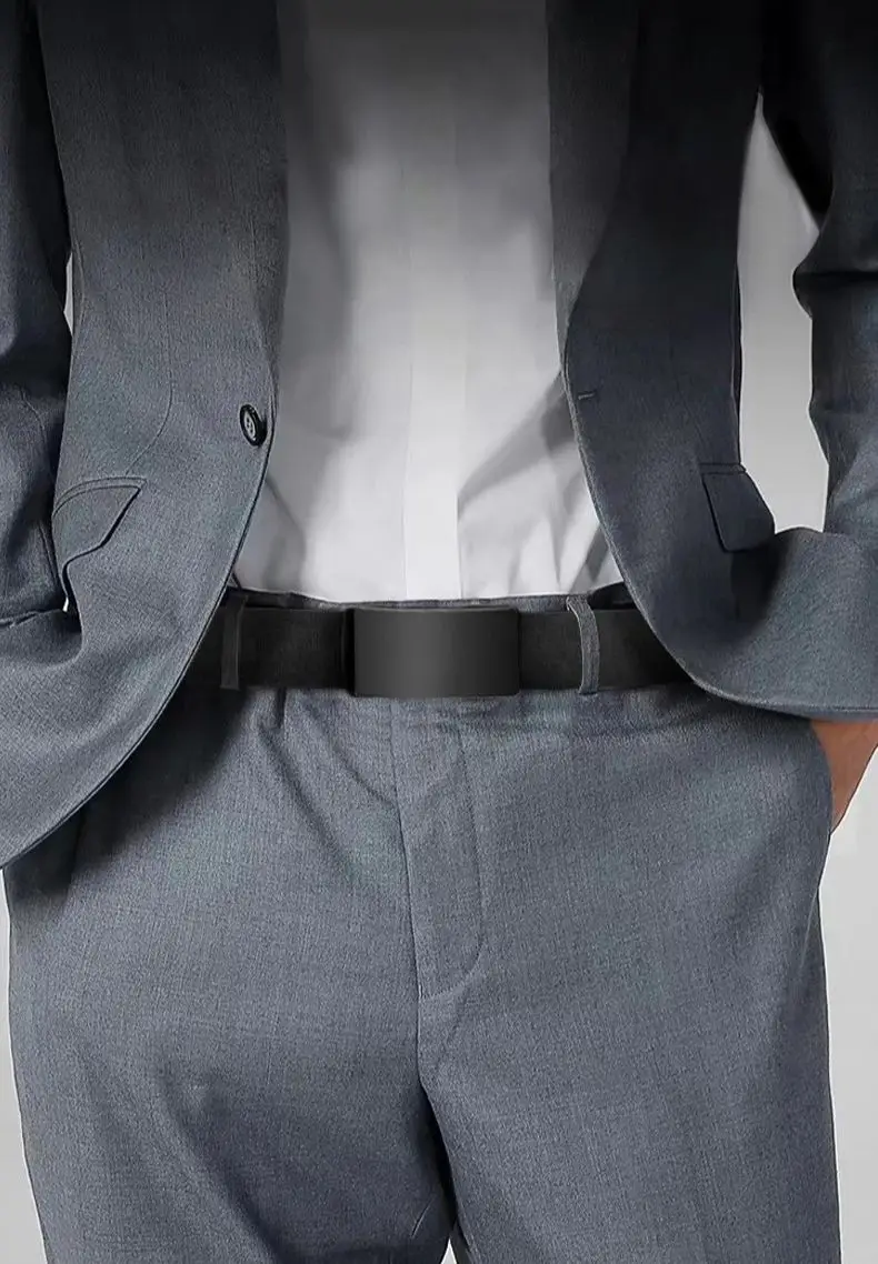 3,3 cm neuer Gürtel, Herren-Gürtel mit automatischer Schnalle, trendiger Business-Hosengürtel aus Rindsleder für junge Leute – Detail 7