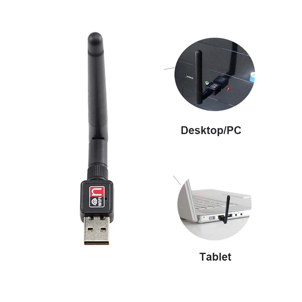 Network Card Mini USB WiFi Adapter Card 150 Mbps 2dBi Wifi Adapter PC with Antenna WiFi Dongle 2.4G USB Ethernet WiFi Receiver