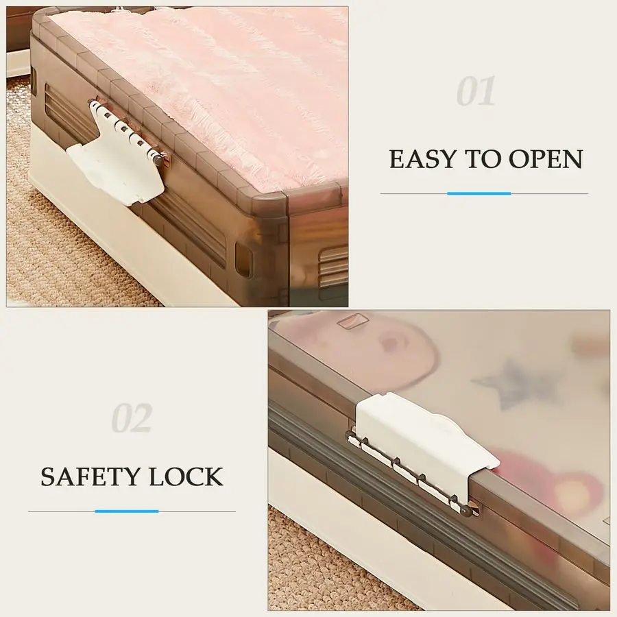 Under Bed Storage with Wheels, 2 Pack Stackable Under Bed Storage Containers, Underbed Storage Containers with Lids, Plastic Fol