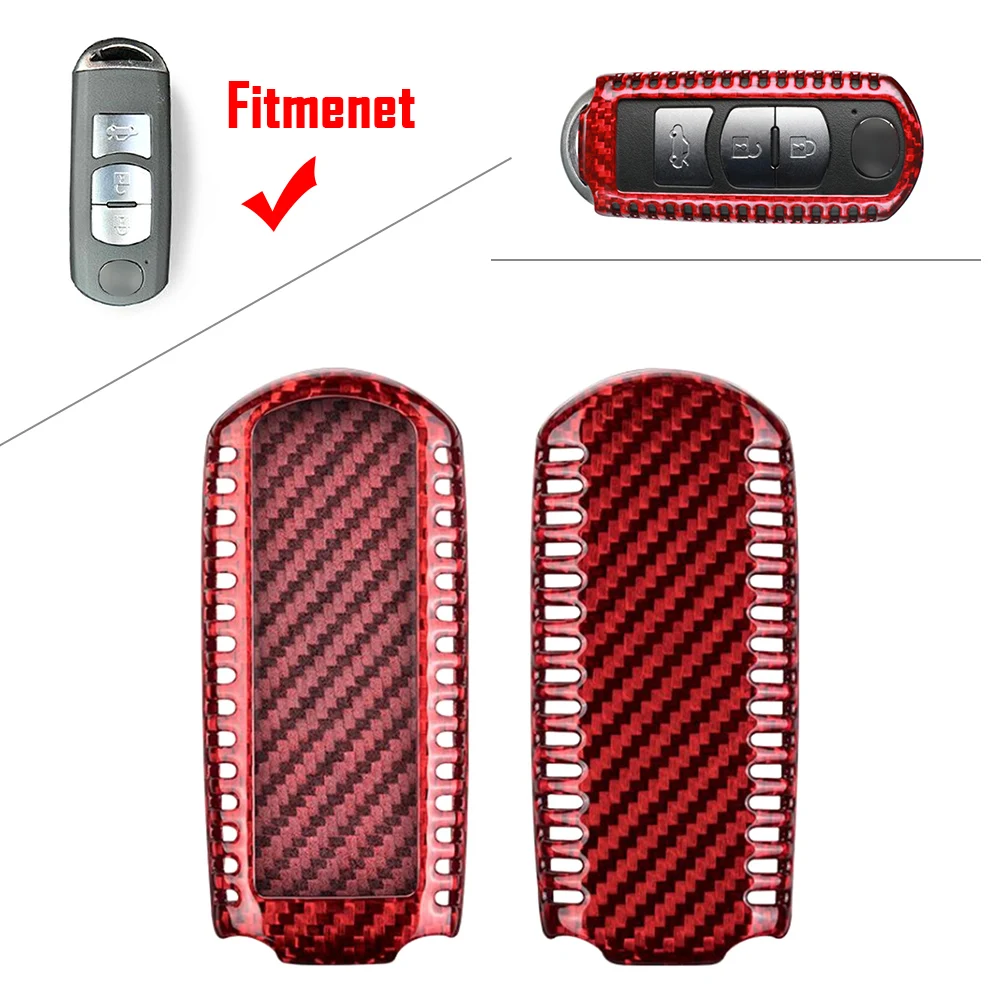 

Red Car Remote Key Shell Cover Carbon Fiber Case For Mazda 2 3 5 6 CX3 CX5 CX7 CX9 MX5 Universal