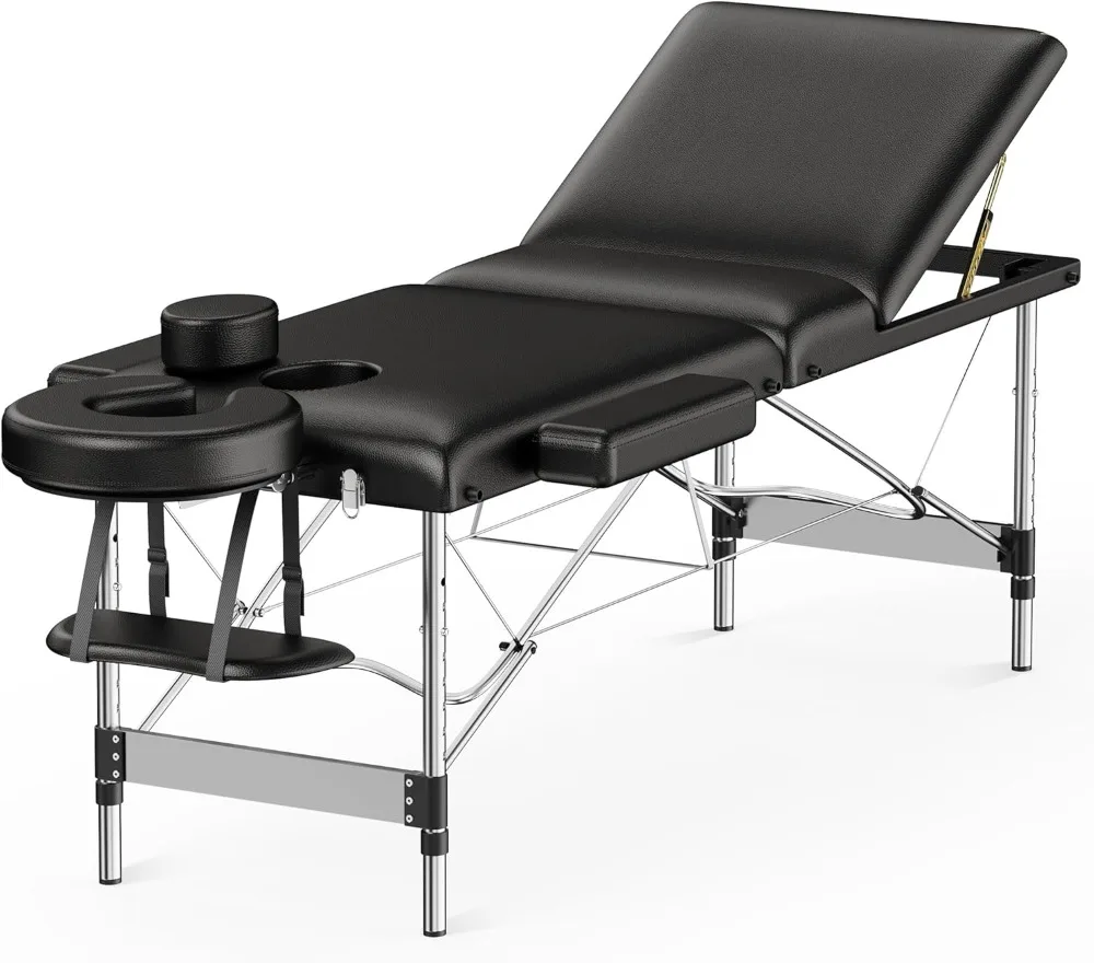 

Table Portable 84" Long 24" Wide Professional 3 Sections Reclining Massage Couch, Aluminum Adjustable Esthetician Bed Tattoo