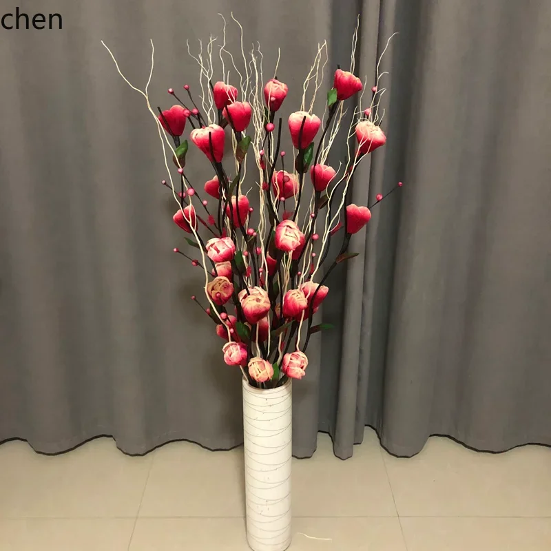 

L15- Floor-Standing Living Room Floral Rose Dried Flowers Indoor Decoration Vase Set
