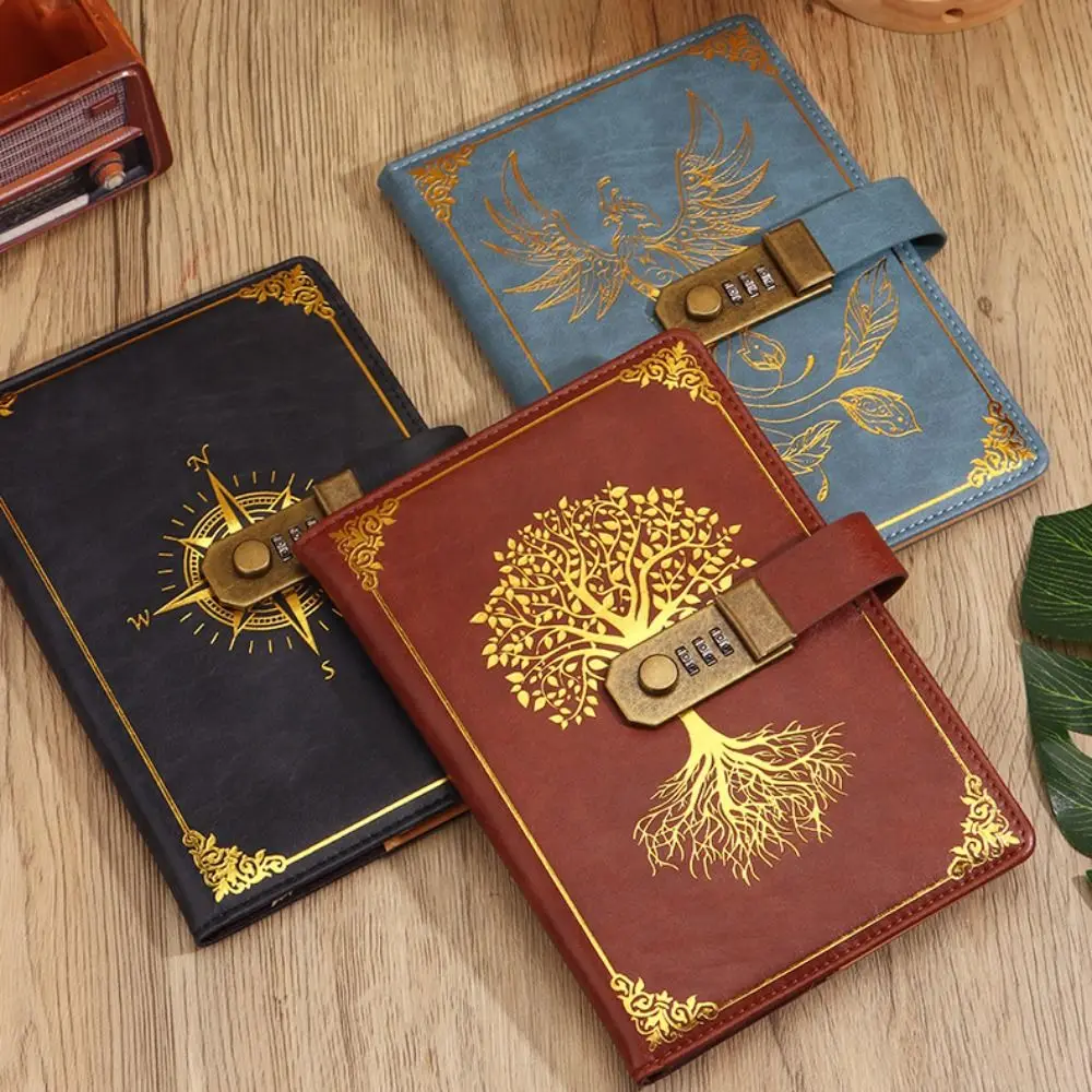 Stationery Password Notebook Diary Book Retro A5 Notebook with Lock Stain Resistant Protecting Secrets Travelers Journal Writing