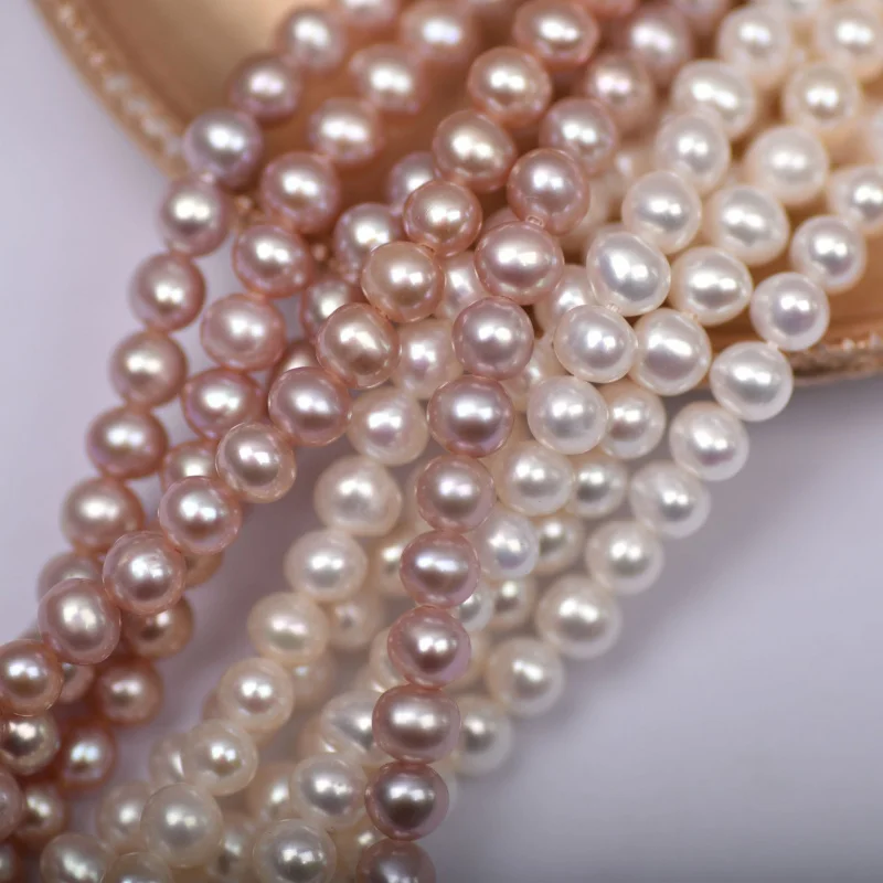 

Natural Freshwater Pearl4-5mmEgg Type Nearly round Beads Rare Purple Beaded Loose BeadsdiySemi-Finished Necklace