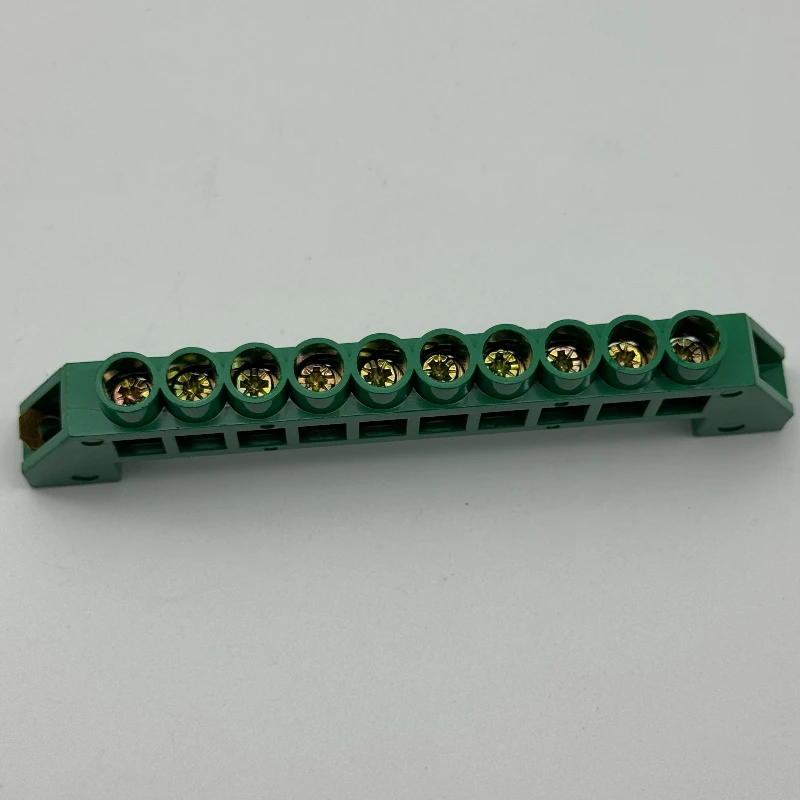 1pc Bridge Design Zero Line 4-12 Pole Screw Brass Copper Grounding Strip Terminal Block Connector Earth And Neutral