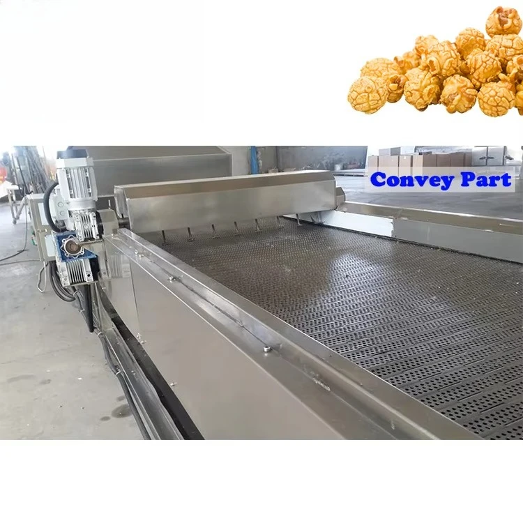 ماكينة صنع الفشار الكبيرة الأوتوماتيكية ذات السعة العالية، خط إنتاج الفشار متعدد الوظائف بنكهة الفاكهة والغاز الصناعي