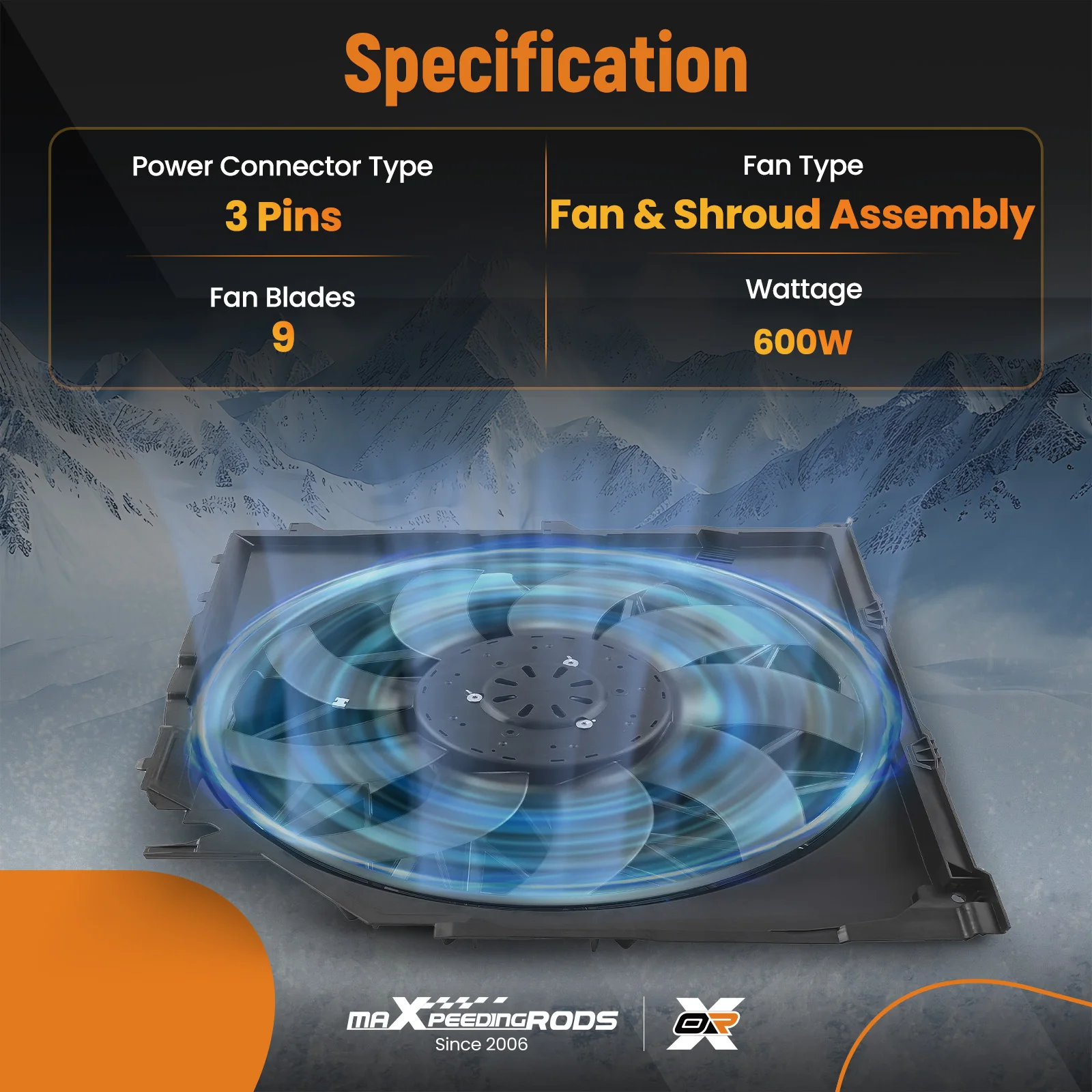 Ventilador de refrigeración del radiador, Motor sin escobillas 600W 12V para BMW E83 X3 2004-10 17113442089